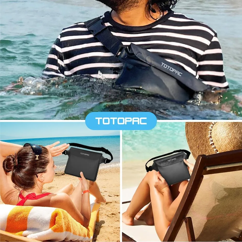 2-Pack Waterproof Fanny Pack, Phone Pouch with Waist Strap, 9x6.7 Inch Dry Bag for Phone, Cash, and Valuables  for Swimming, Kayaking, Boating, Snorkeling, and Water Sports (2, Black   Grey)