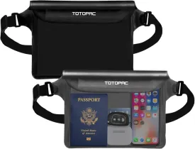 2-Pack Waterproof Fanny Pack, Phone Pouch with Waist Strap, 9x6.7 Inch Dry Bag for Phone, Cash, and Valuables  for Swimming, Kayaking, Boating, Snorkeling, and Water Sports (2, Black   Grey)