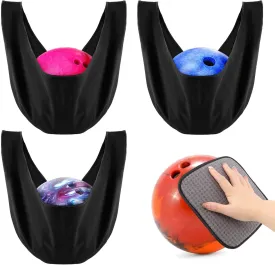 3Pcs Washable Bowling Ball Polisher Bags,Microfiber Bowling Seesaw Bag with 8'' Towel,Bowlings Polisher Bag,Carrier Ball Cleaner Holder Bag Bowlings Cleaner Towel for Bowlers