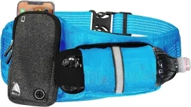 Athl Running Belt  Horizontal Water Bottle Pouch, Large Fanny Pack Pocket Fits All Phones and Wallet, Adjustable One Size Fits All Waist Band, Key Clip, 360 Reflective
