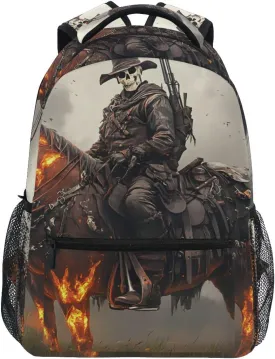 Backpack Skeleton Cowboy Horse for School Boys Girls Laptop Travel Backpack Book Bag Daypack 11.4 16 In M