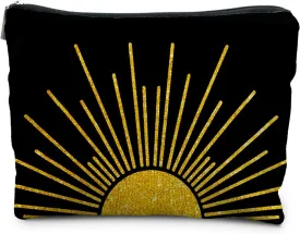 Boho Makeup Bag, Boho Abstract Black and Gold Sun Sunshine Makeup Bags for Women, Boho Gifts for Women, Boho Makeup Pouch Zipper Pouch, Aesthetic Makeup Bag