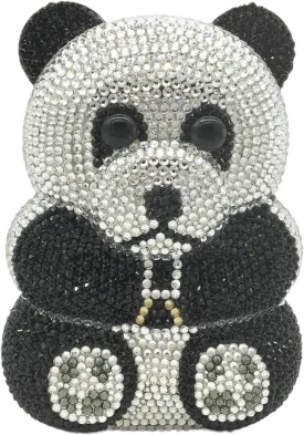 Boutique De FGG Bear Evening Bags and clutches for Women Formal Crystal Clutch Purse Party Animal Rhinestone Handbags,Mini