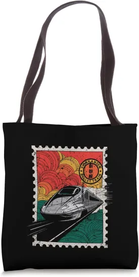 Bullet Train Shinkansen Japanese Kanji Retro Kanji Souvenir Tote Bag