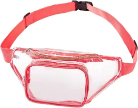 Clear Fanny Pack,Stadium Approved Waist Pack for Festival, Games,Travel and Concerts(Pink)