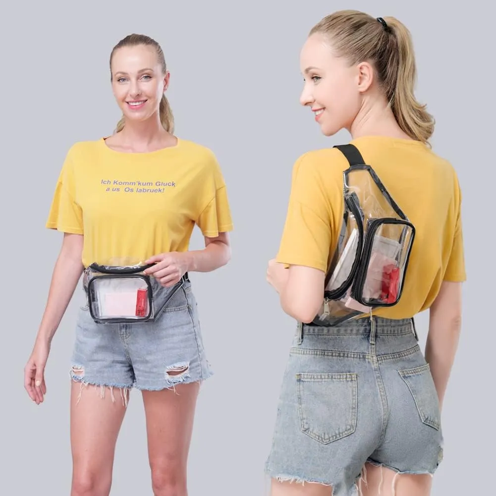 Clear Fanny Pack,Stadium Approved Waist Pack for Festival, Games,Travel and Concerts(Pink)