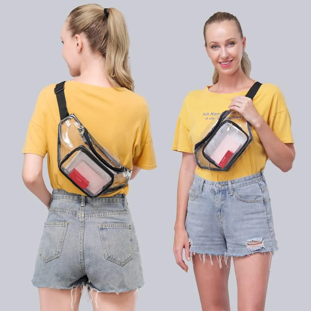 Clear Fanny Pack,Stadium Approved Waist Pack for Festival, Games,Travel and Concerts(Pink)