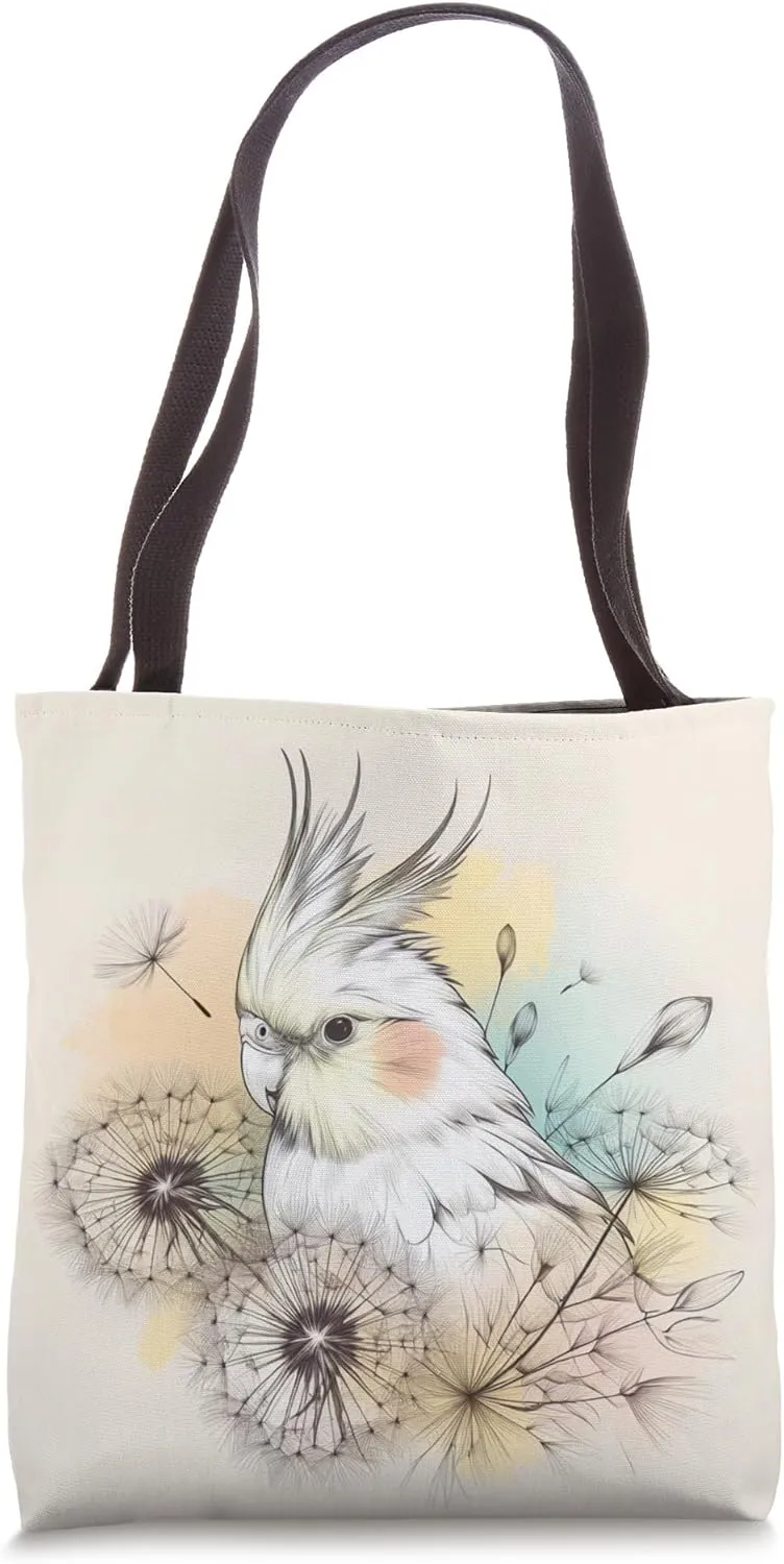 Cockatiel Dandelion Dream Floral Weero Quarrion Watercolor Tote Bag