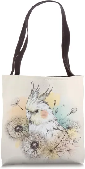 Cockatiel Dandelion Dream Floral Weero Quarrion Watercolor Tote Bag