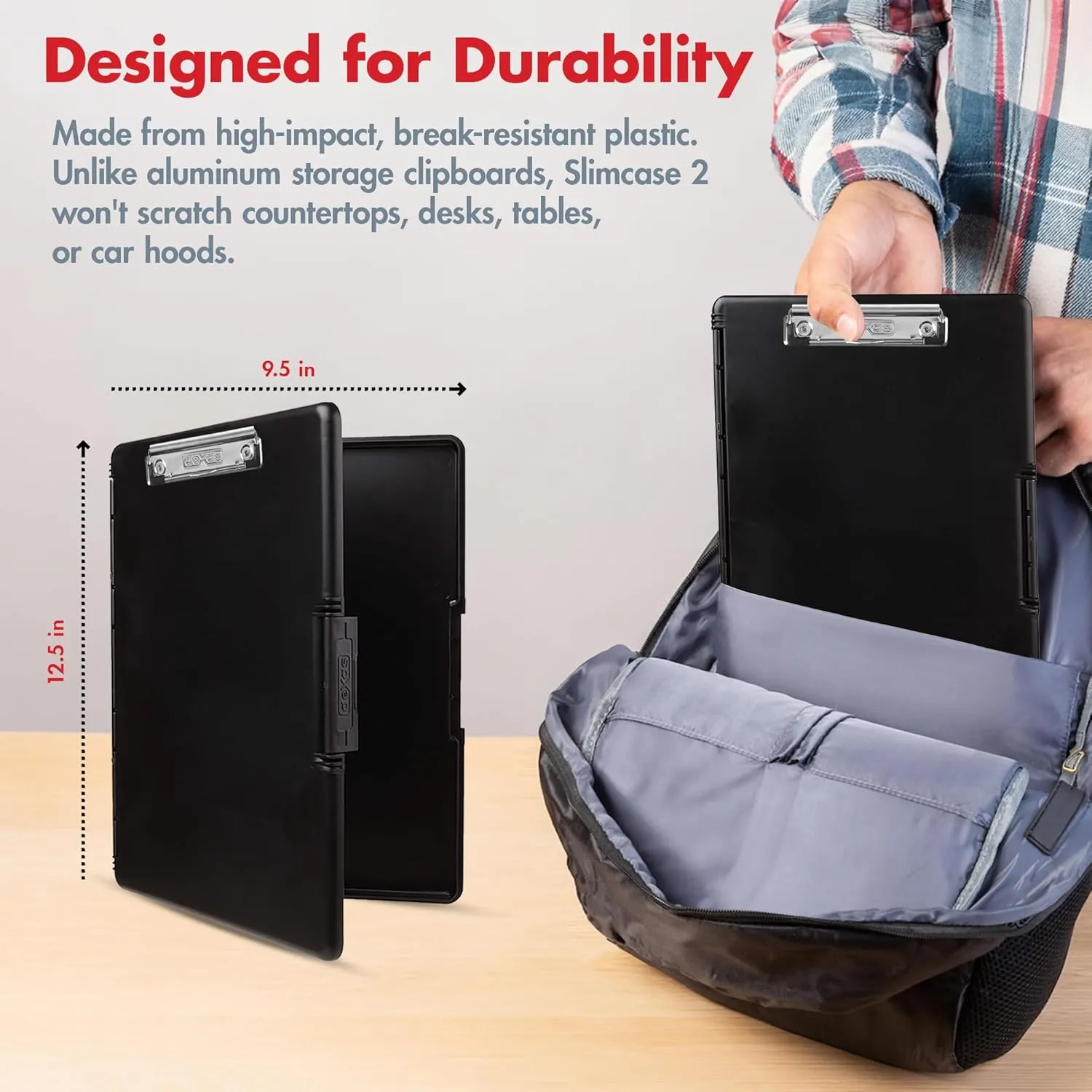 Dexas Slimcase 2 Plastic Clipboard with Storage and Side Opening, Black, Office Supplies Clipboards to Organize, Carry and Store, A4 Holder, Style and Functionality Nursing Clipboards
