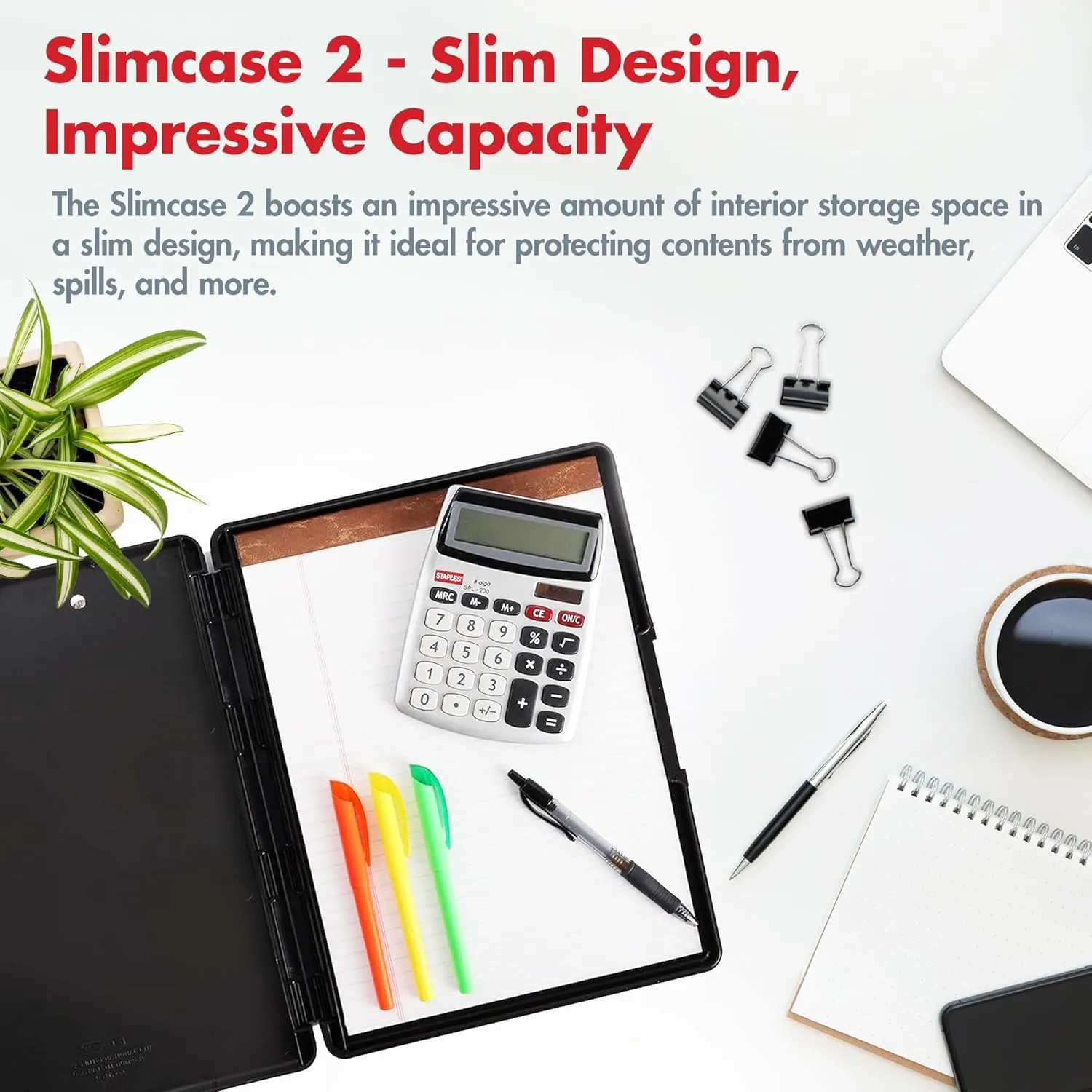 Dexas Slimcase 2 Plastic Clipboard with Storage and Side Opening, Black, Office Supplies Clipboards to Organize, Carry and Store, A4 Holder, Style and Functionality Nursing Clipboards