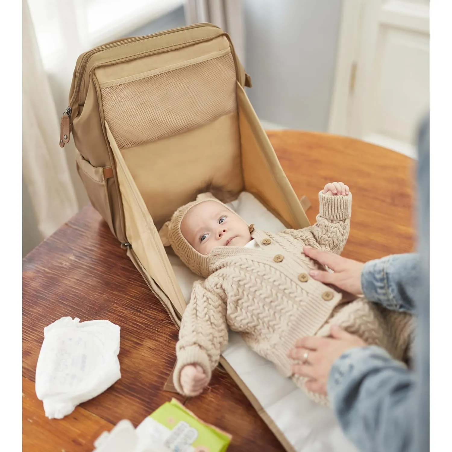 Diaper Bag Backpack, Multifunction Diaper Bag with Changing Station, Stylish Baby Bags, Large Unisex Diaper Backpack for Mom and Dad, Baby Registry Search, Portable Changing Pad  Coffee Brown