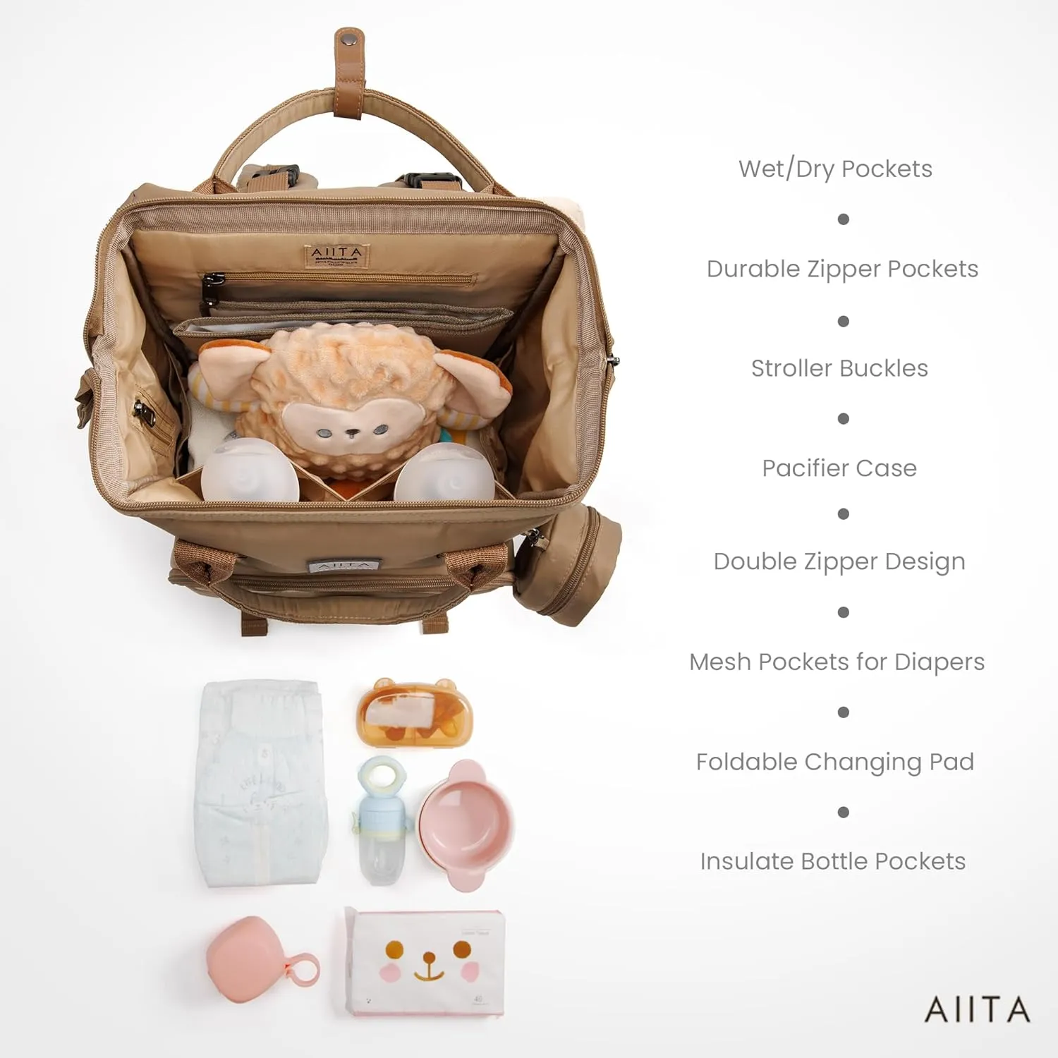 Diaper Bag Backpack, Multifunction Diaper Bag with Changing Station, Stylish Baby Bags, Large Unisex Diaper Backpack for Mom and Dad, Baby Registry Search, Portable Changing Pad  Coffee Brown