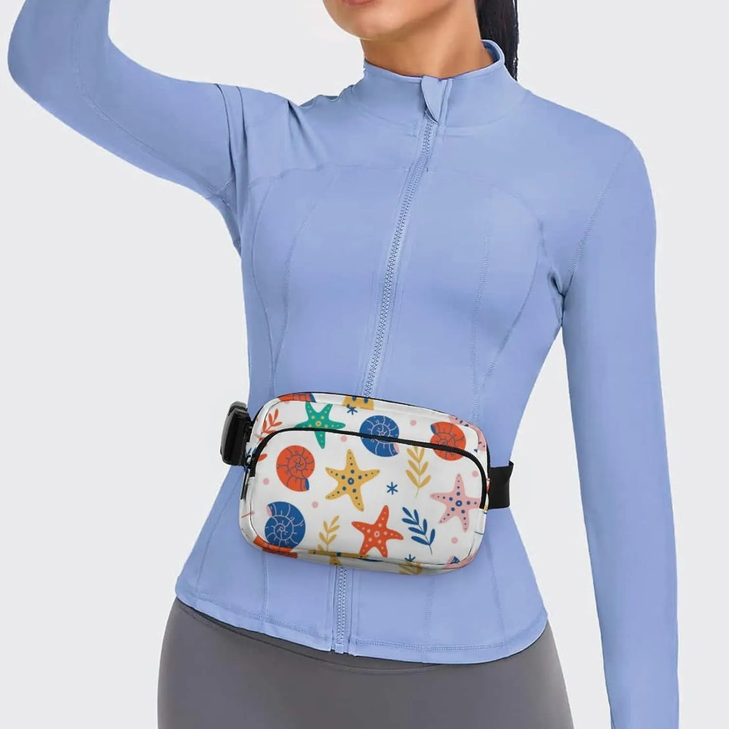 Fanny Pack for Women Men Starfish And Sea Shell Belt Bag Sea Animals Waist Pack Bum Bag for Running Cycling Hiking Travel Workout with Adjustable Strap