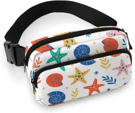 Fanny Pack for Women Men Starfish And Sea Shell Belt Bag Sea Animals Waist Pack Bum Bag for Running Cycling Hiking Travel Workout with Adjustable Strap