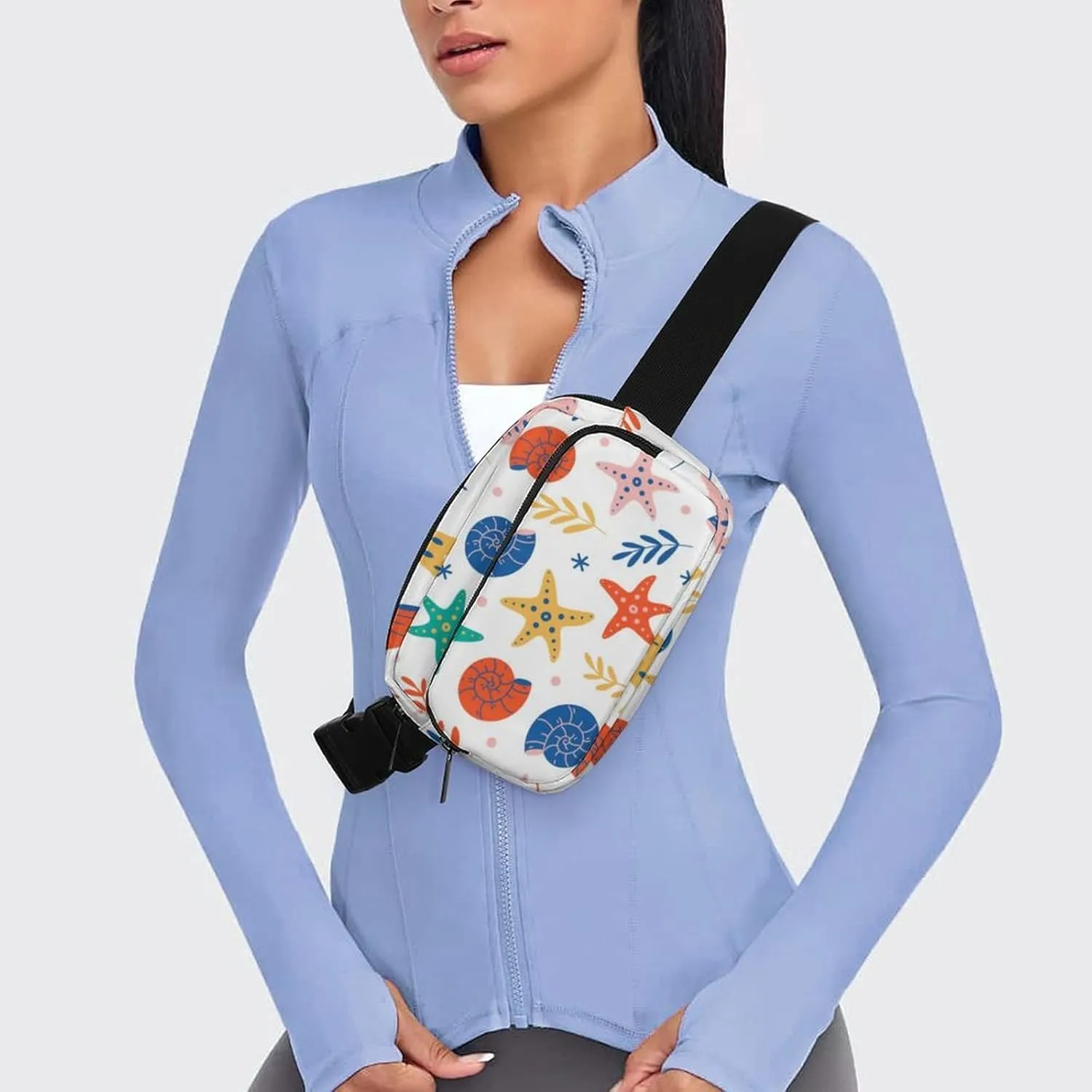 Fanny Pack for Women Men Starfish And Sea Shell Belt Bag Sea Animals Waist Pack Bum Bag for Running Cycling Hiking Travel Workout with Adjustable Strap