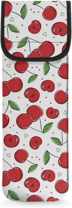 Flashideas Cherry Flat Iron Holder Travel Neoprene Storage Pouch Case Bag Neoprene Straightener Holder and Silicone Hot Hair Tools Universal Curling Iron Cover Sleeve Hot Tools Travel Bag