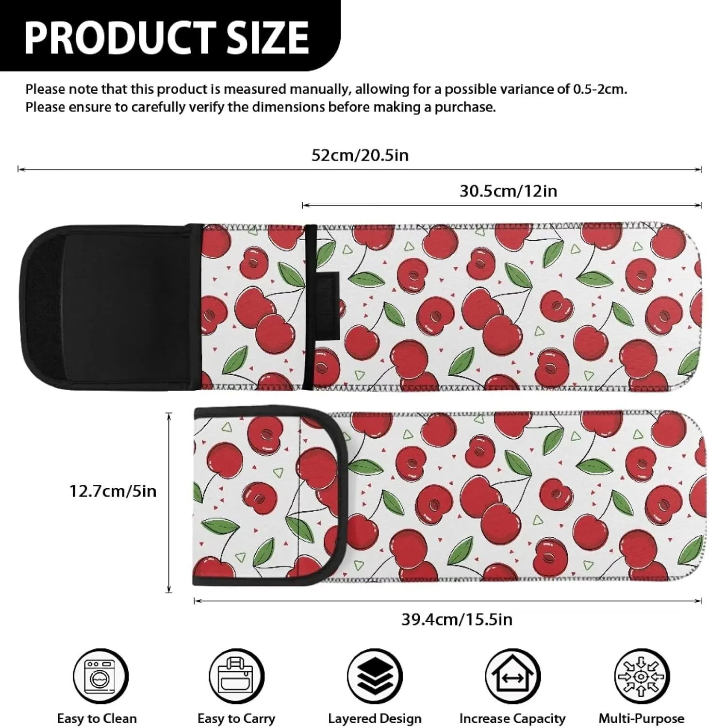 Flashideas Cherry Flat Iron Holder Travel Neoprene Storage Pouch Case Bag Neoprene Straightener Holder and Silicone Hot Hair Tools Universal Curling Iron Cover Sleeve Hot Tools Travel Bag