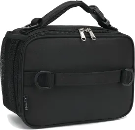 FlowFly Kids Lunch Bag, Durable Insulated School Lunch Box with Shoulder Strap and Bottle Holder, Water-resistant Thermal Small Lunch Cooler Tote for Teen Boys & Girls,Black