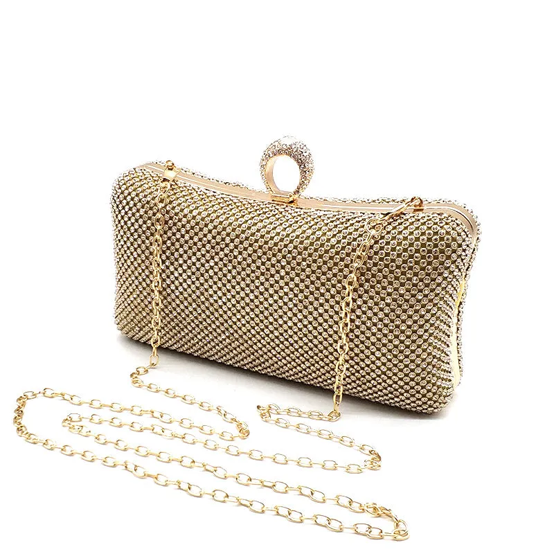 Gold Rhinestone Evening Clutch