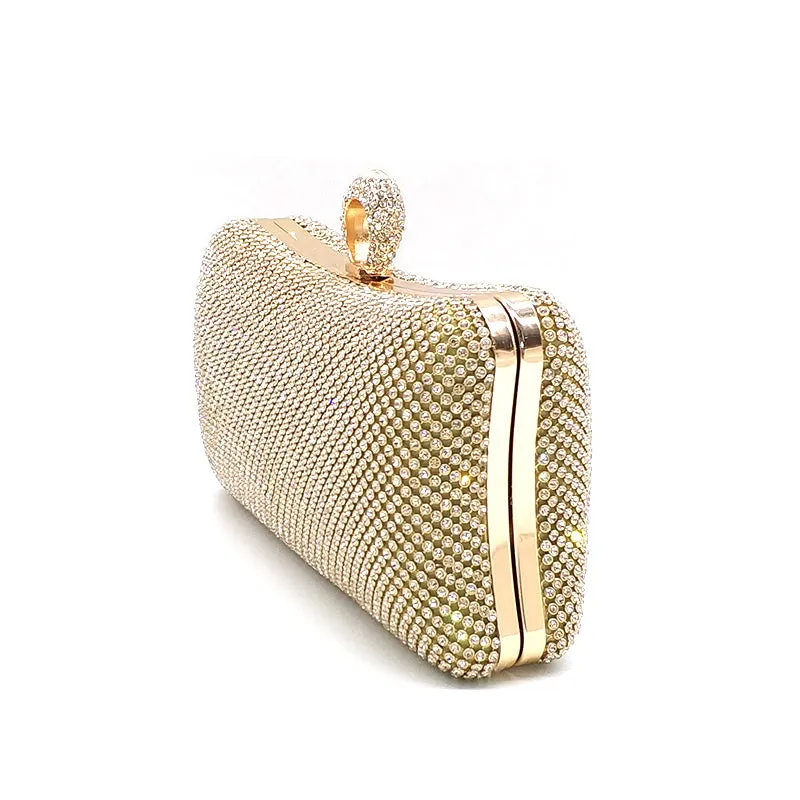 Gold Rhinestone Evening Clutch