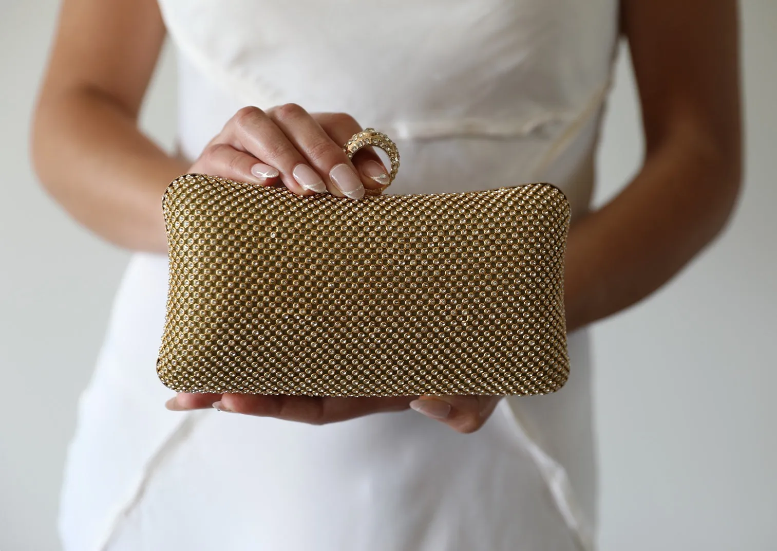 Gold Rhinestone Evening Clutch