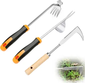 Hand Weeder Tool & Weed Puller Tool for Lawn, Garden, Cracks - Stainless Steel Weed Remover with Ergonomic Grip - Durable Crack Weeder, Easy Soil Removal