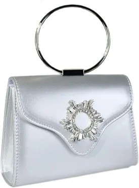 handbag with crystal decoration, evening bag with round metal ring handle, suitable for shopping at banquets and parties