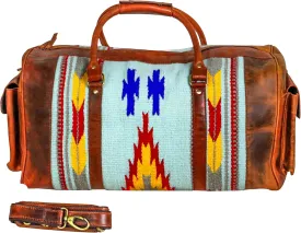 Handmade Premium Duffle Bag leather heavy duty Gym Sports Airplane Overnight Luggage Carry On Unisex Travel woven Rug Bag Wollen Hand Bag Gift for His/Her MO4
