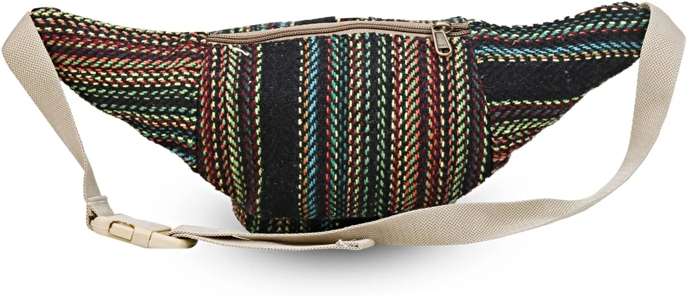 Hemp Fanny Pack,Adjustable Waist and Multiple Pockets,Waist Bag & for all purpose (Multi-11)