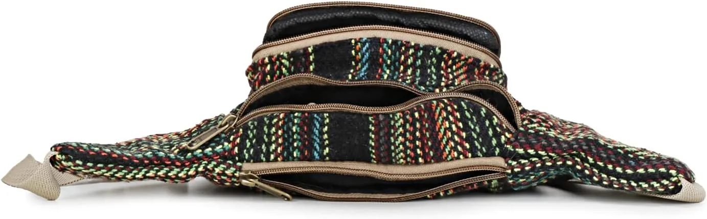 Hemp Fanny Pack,Adjustable Waist and Multiple Pockets,Waist Bag & for all purpose (Multi-11)