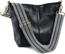 Hobo Bags Vegan Leather Crossbody Bag Guitar Strap Shoulder Purses with Zipper Handbags for Women