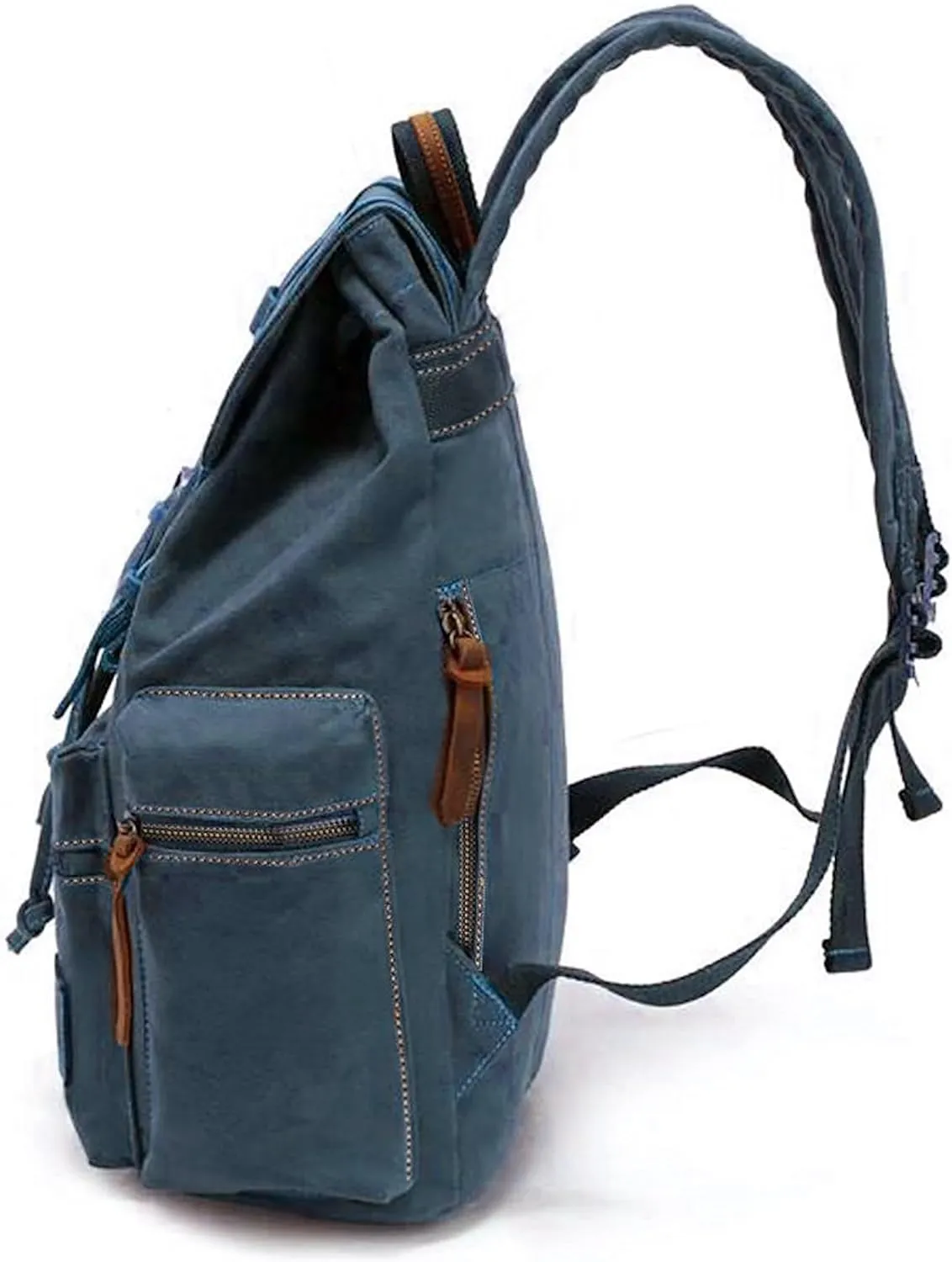 HuaChen Vintage Canvas Backpack, Large Capacity Travel Rucksack for Men Women,Hiking, Camping, School, and Outdoor Activities