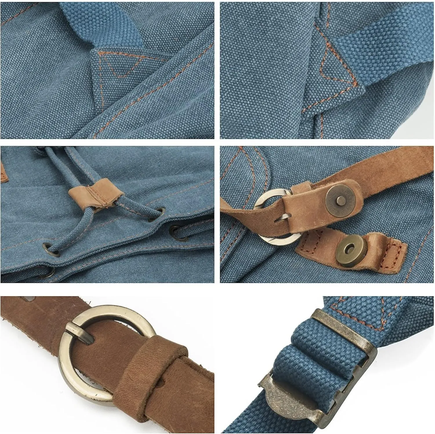 HuaChen Vintage Canvas Backpack, Large Capacity Travel Rucksack for Men Women,Hiking, Camping, School, and Outdoor Activities
