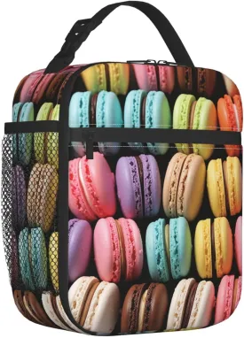 Insulated Lunch Bag for Men Women Adult Reusable Lunch Box Macaron Biscuit Flavored Pastries Leakproof Cooler Bag Large Capacity Food Lunch Containers Lunch Tote Bags for Office Work Picnic