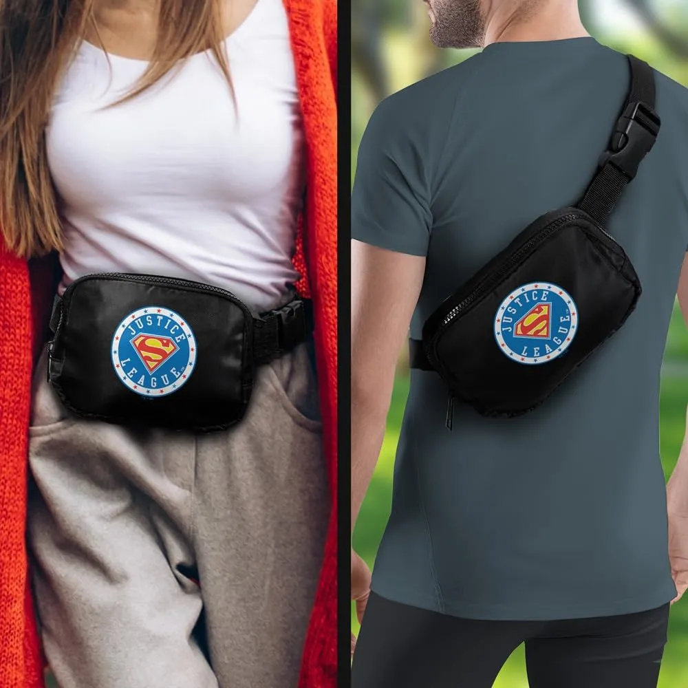 Justice League Superman Athletic Logo Belt Bag, Crossbody Fanny Pack for Women and Men, Adjustable