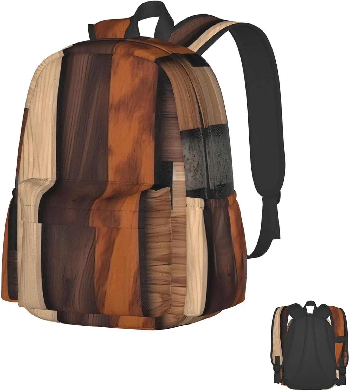 Laptop Backpack for Men Women Lightweight Backpack Different Types of Planks Casual Daypack with Bottle Side Pockets
