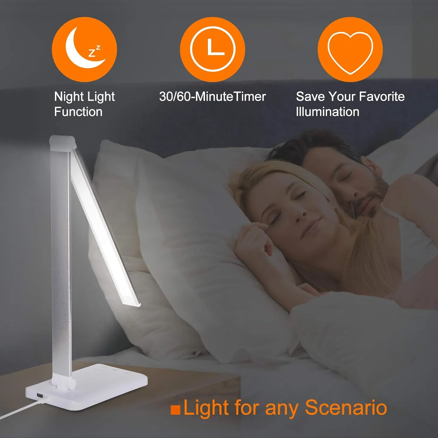 LED Desk Lamp,Eye-Caring Table Lamps,Stepless Dimmable Office Lamp with USB Charging Port,Touch/Memory/Timer Function,25 Brightness Lighting,Foldable Lamp for Reading,Studying,Working