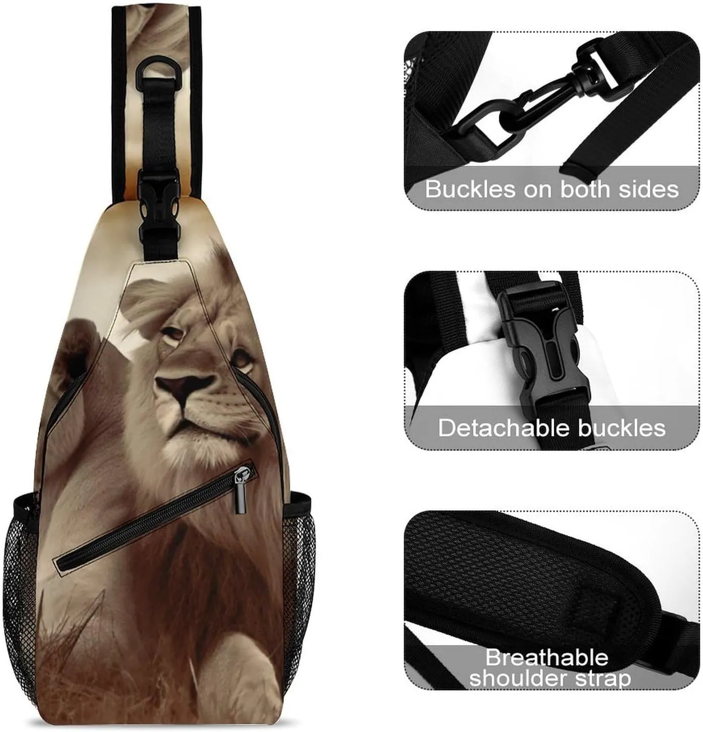 Lightweight Chest Bag Crossbody Bag African Lion And Lioness Sling Backpack for Women Men Sports Travel