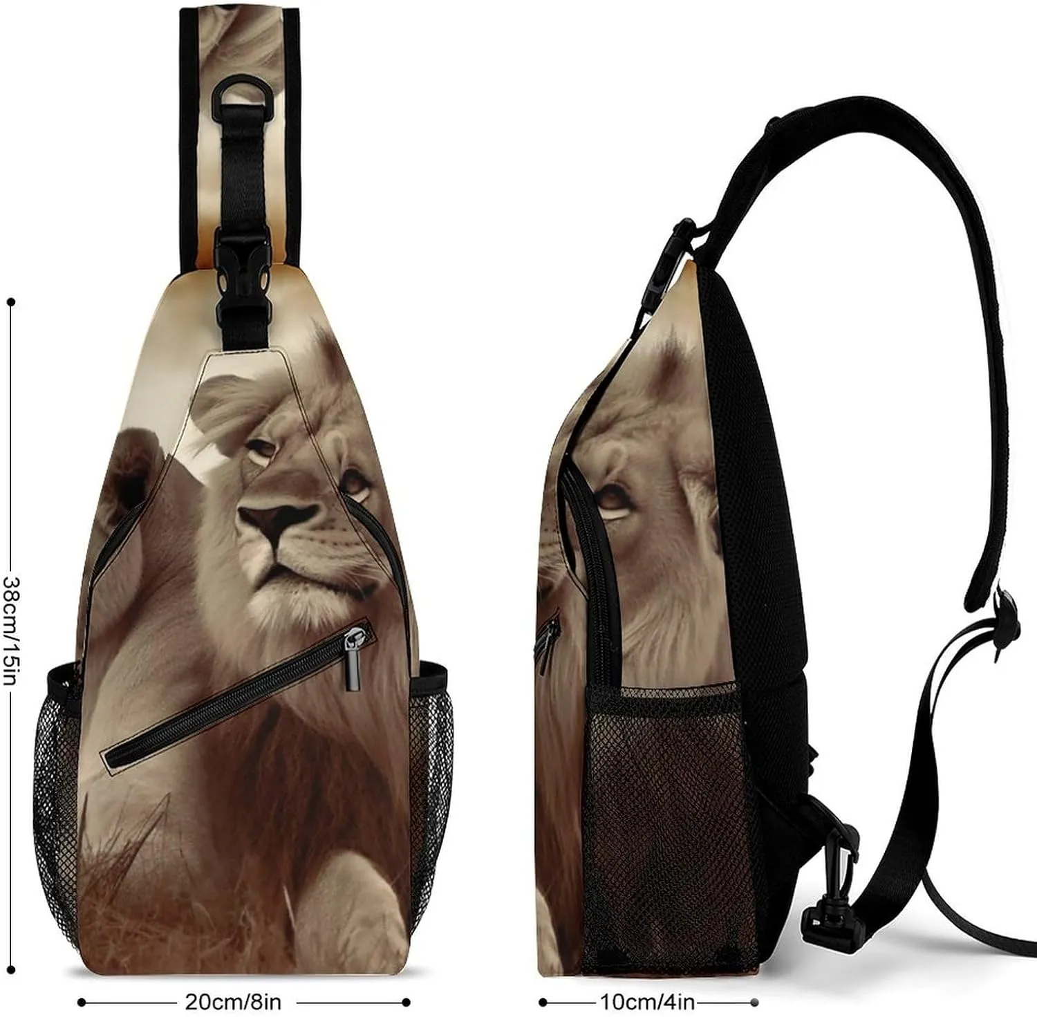 Lightweight Chest Bag Crossbody Bag African Lion And Lioness Sling Backpack for Women Men Sports Travel