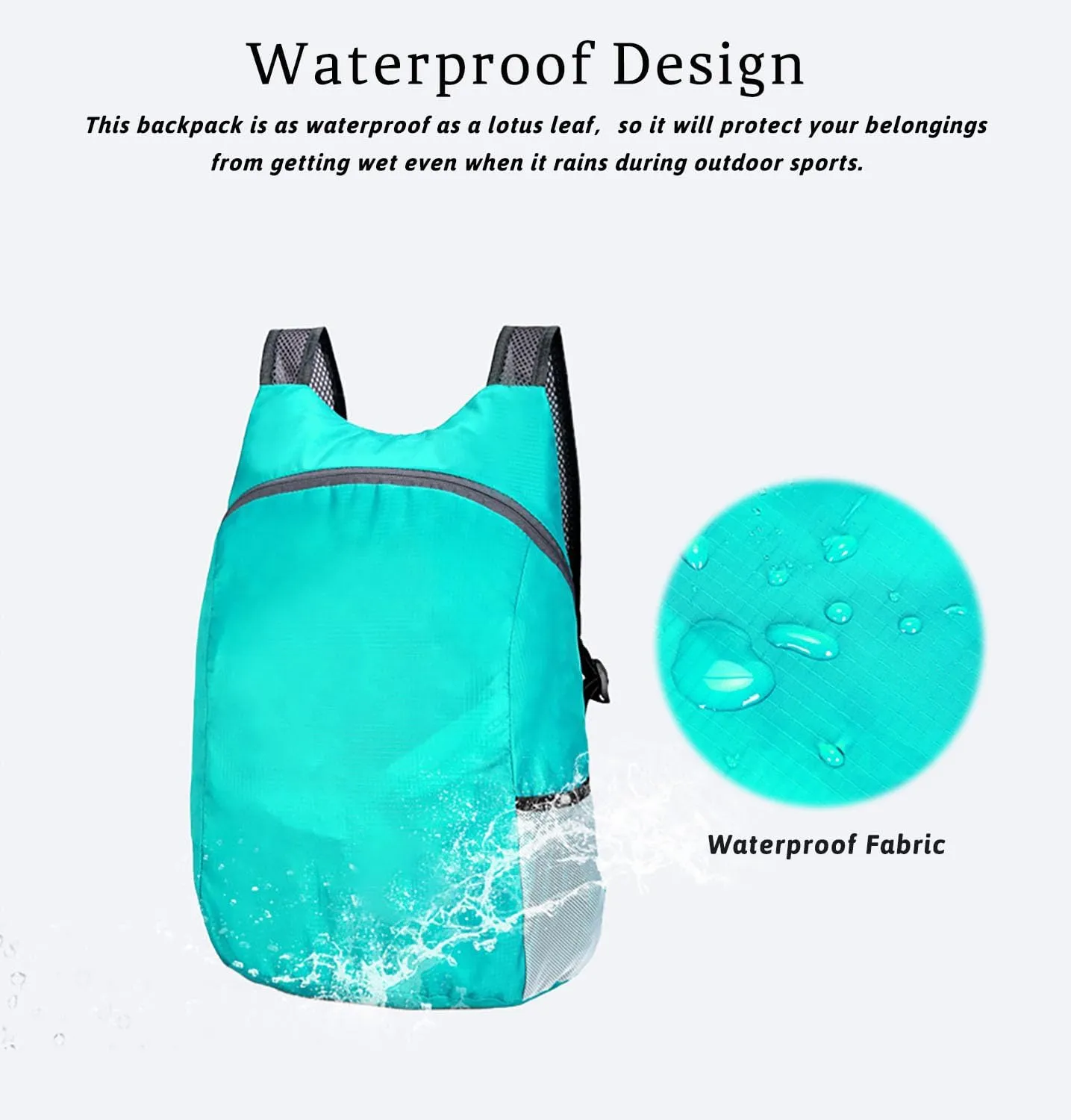 Lightweight Foldable Waterproof Backpack For Men Women Outdoor Sports Travel Leisure Bag Hiking Small Daypack 20L (Green-B)