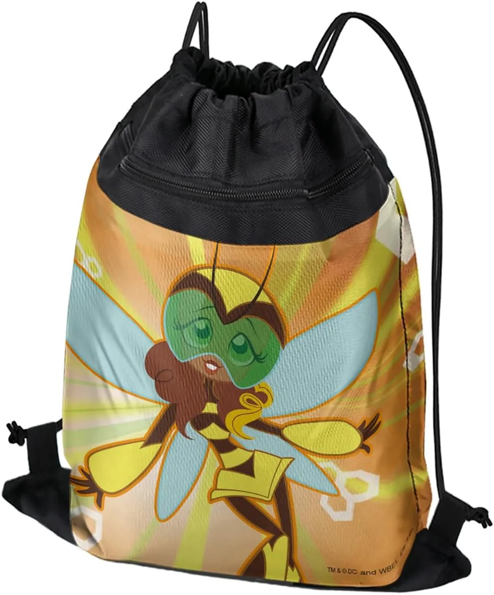LOGOVISION DC Super Hero Girls Bumblebee Drawstring Backpack Sports Bag Sackpack 17" x 13", Perfect for Gym, Yoga or Practice