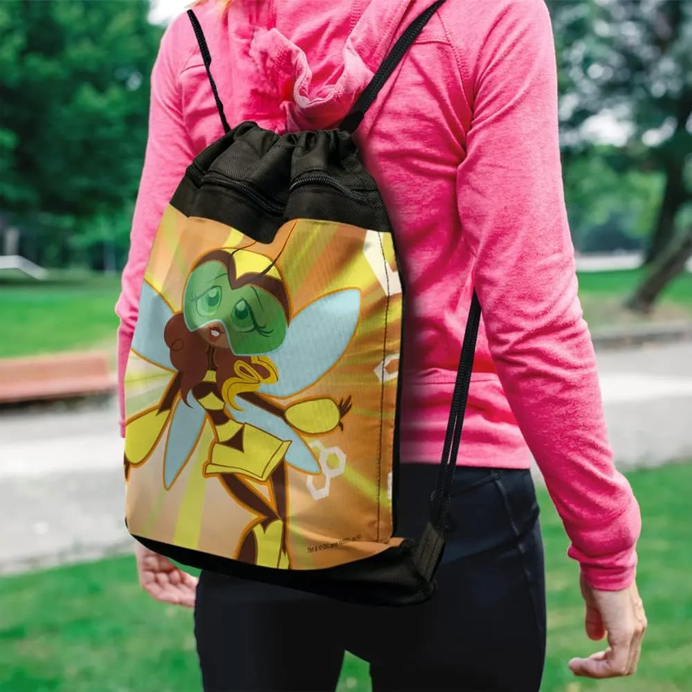 LOGOVISION DC Super Hero Girls Bumblebee Drawstring Backpack Sports Bag Sackpack 17" x 13", Perfect for Gym, Yoga or Practice