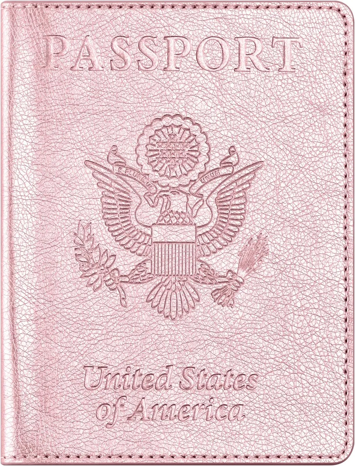 Passport and Vaccine Card Holder Combo, Passport Cover with Vaccine Card Slot, Wallet, Passport Case Holder for Women and MenAE-Rose gold