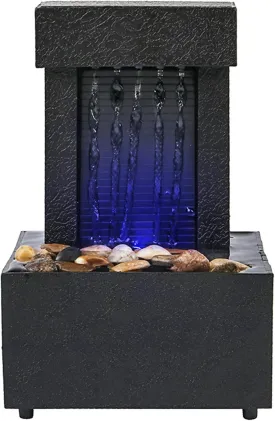 Pebble Belt LED Lighting Soothing Desktop Fountain, Indoor Waterfall Miniature Life