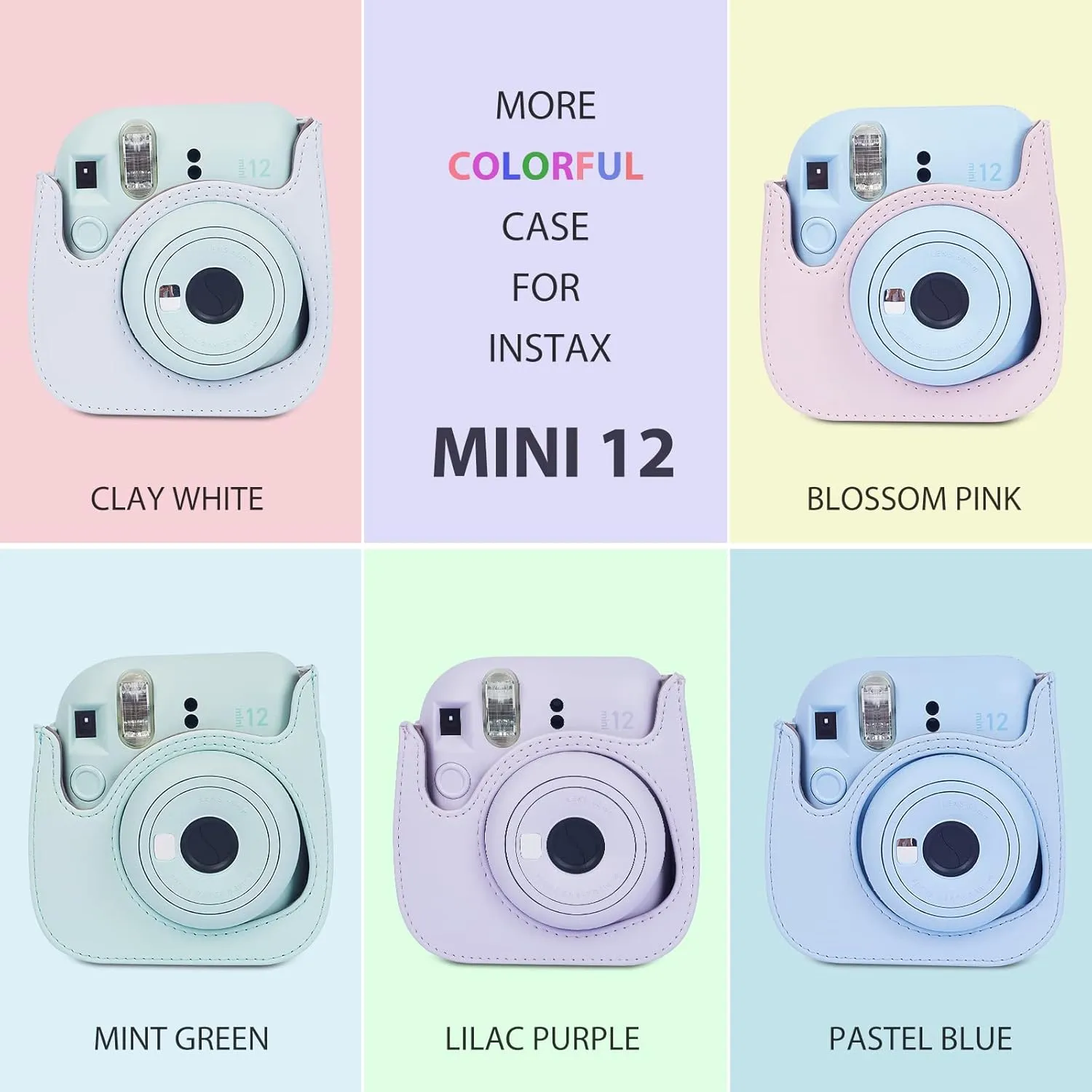 Phetium Instant mini 12 Camera Protective Case Compatible with Instax Mini 12 11,PU Leather Bag with Pocket and Adjustable Shoulder Strap (Lilac Purple)
