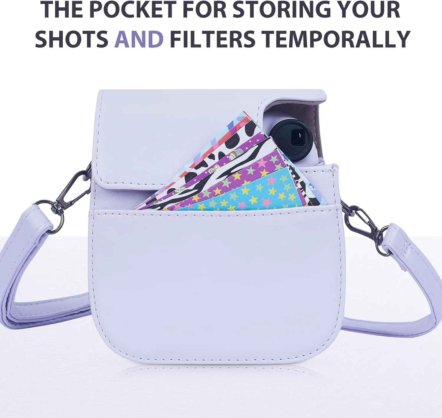 Phetium Instant mini 12 Camera Protective Case Compatible with Instax Mini 12 11,PU Leather Bag with Pocket and Adjustable Shoulder Strap (Lilac Purple)