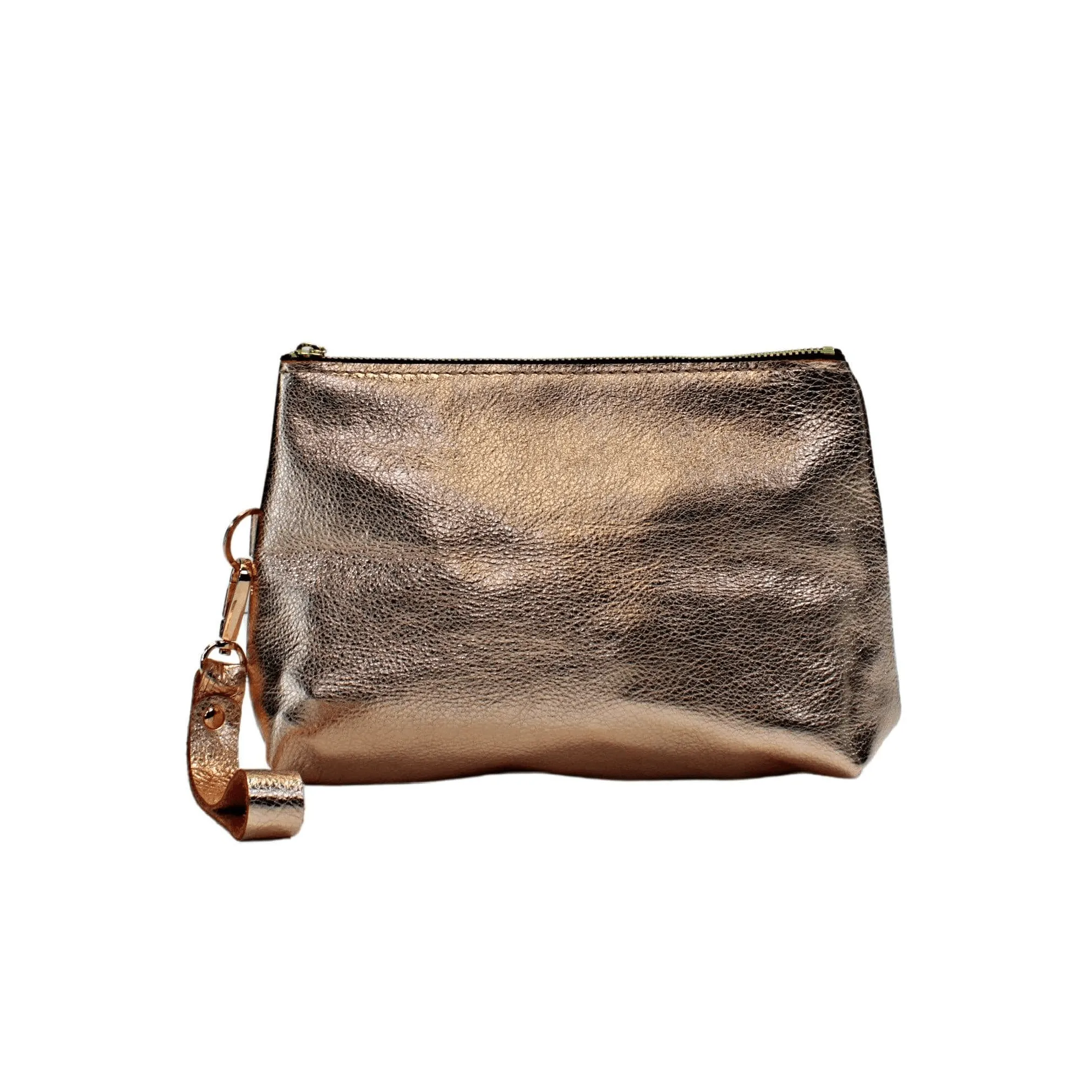 Rose Gold Zippered Clutch Wristlet