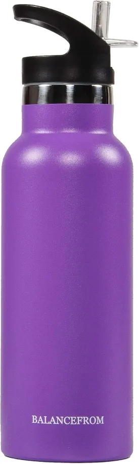 Signature Fitness Double-Wall Vacuum Insulated Stainless Steel Water Bottle, 3 Caps Included, Multiple Colors and Sizes