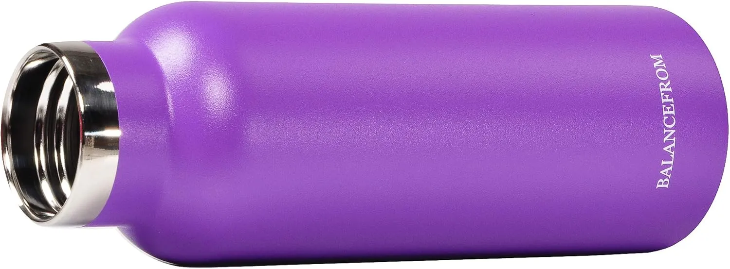 Signature Fitness Double-Wall Vacuum Insulated Stainless Steel Water Bottle, 3 Caps Included, Multiple Colors and Sizes